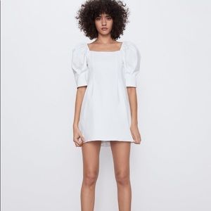 Zara white puff sleeve dress
